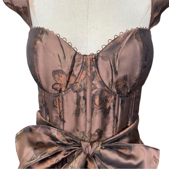 NWT V. Chapman The Vera Dress in Cocoa Baroque Floral Brown - Picture 7 of 17